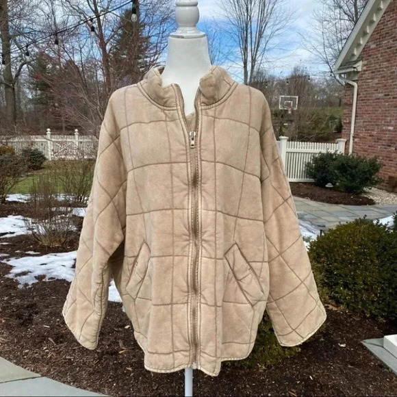 NWT Free People Quilted Dolman Jacket Bomber Oversized in Rose with Gold Zipper - Picture 3 of 13